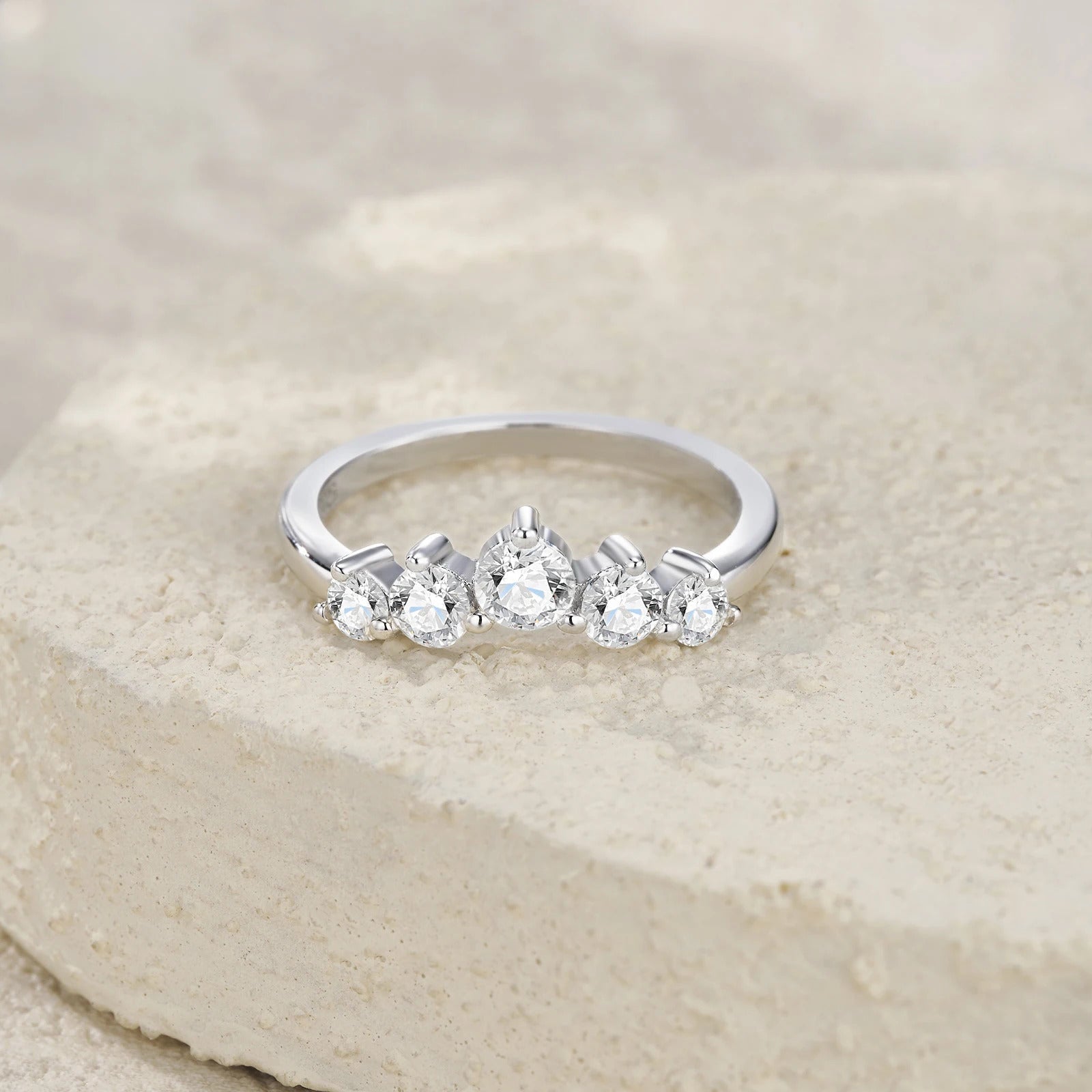 Five-Stone Teardrop Moissanite Ring | S925 Silver Thick 18K Gold Plated | VVS1 D-Color | Instagram Style | Charmsolo