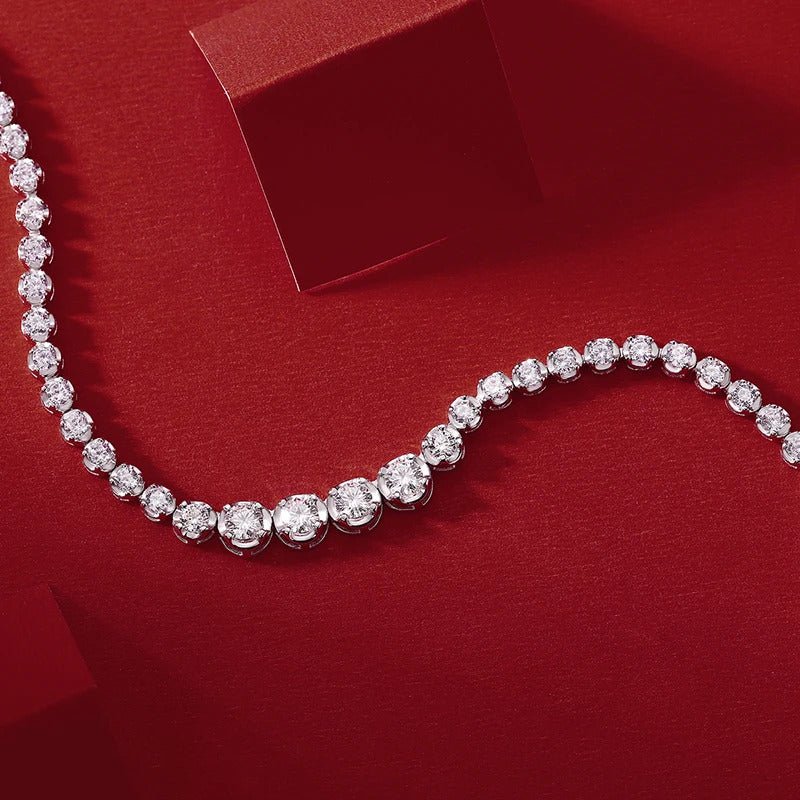 Four-Stone Moissanite Clavicle Chain Necklace | S925 Silver 18K Gold Plated | 4 × 4mm VVS1 D-Color | GRA Certified | Charmsolo