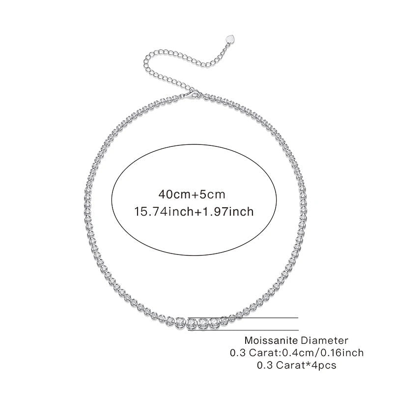 Four-Stone Moissanite Clavicle Chain Necklace | S925 Silver 18K Gold Plated | 4 × 4mm VVS1 D-Color | GRA Certified | Charmsolo