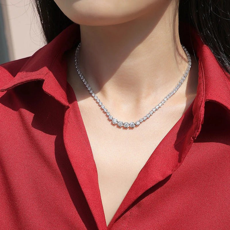 Four-Stone Moissanite Clavicle Chain Necklace | S925 Silver 18K Gold Plated | 4 × 4mm VVS1 D-Color | GRA Certified | Charmsolo