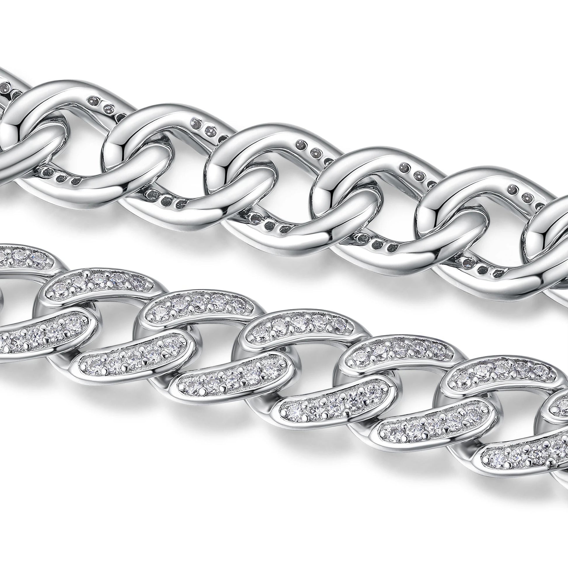 Full Pavé Moissanite Chain Bracelet | S925 Silver 18K Gold Plated | 297 Eight Hearts & Arrows Stones | GRA Certified | Charmsolo
