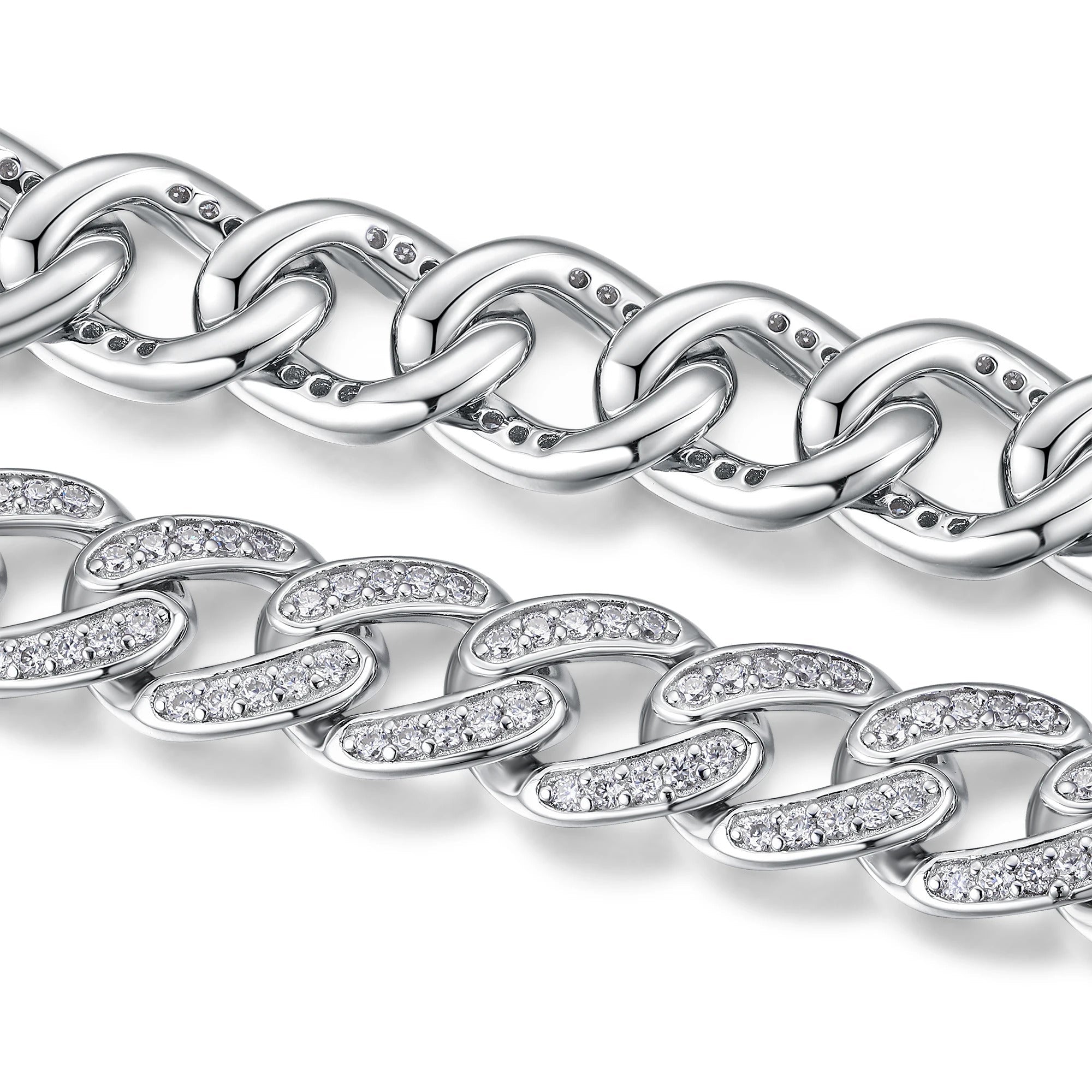 Full Pavé Moissanite Chain Bracelet | S925 Silver 18K Gold Plated | 297 Eight Hearts & Arrows Stones | GRA Certified | Charmsolo