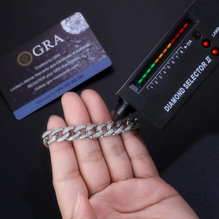 Full Pavé Moissanite Chain Bracelet | S925 Silver 18K Gold Plated | 297 Eight Hearts & Arrows Stones | GRA Certified | Charmsolo