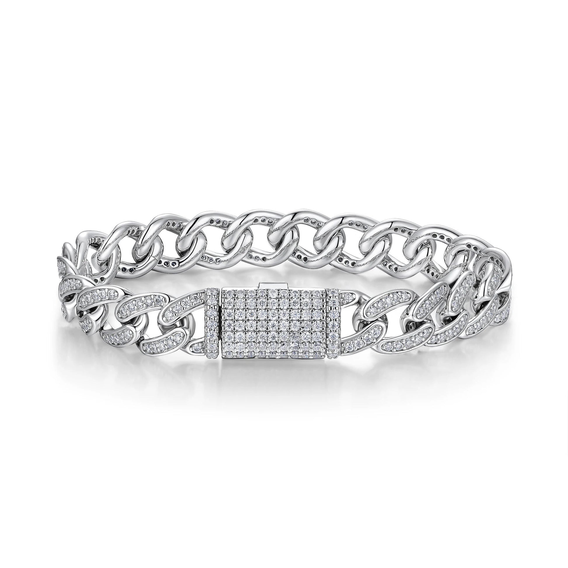 Full Pavé Moissanite Chain Bracelet | S925 Silver 18K Gold Plated | 297 Eight Hearts & Arrows Stones | GRA Certified | Charmsolo