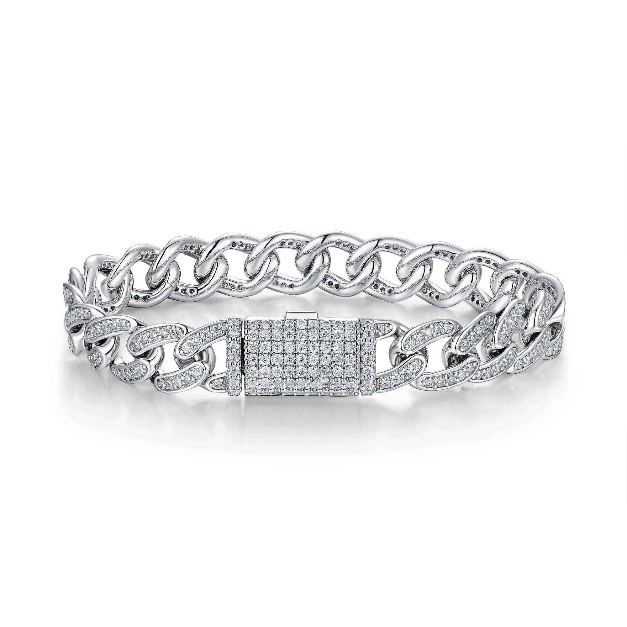 Full Pavé Moissanite Chain Bracelet | S925 Silver 18K Gold Plated | 297 Eight Hearts & Arrows Stones | GRA Certified | Charmsolo