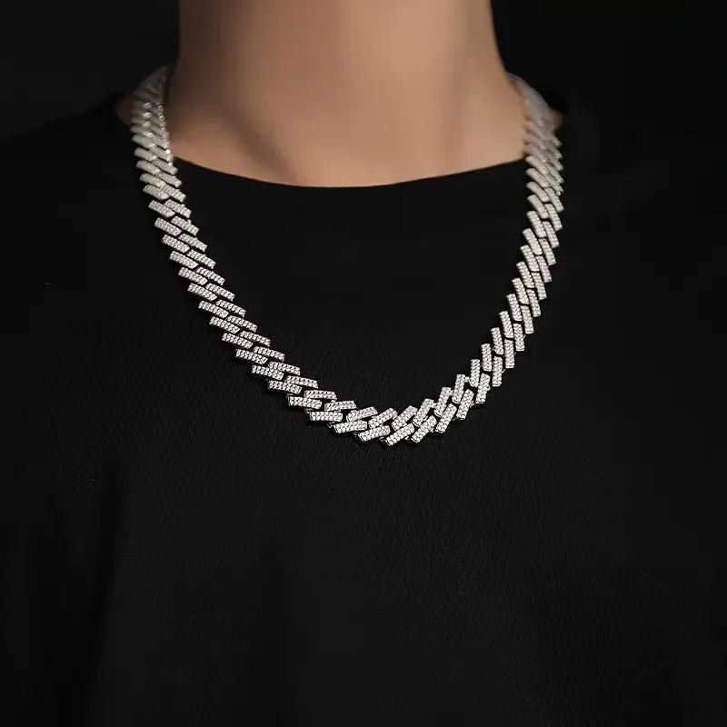 Full Pavé Moissanite Cuban Chain Necklace | S925 Silver 18K Gold Plated | 1.5mm Eight Hearts & Arrows | Hip Hop | GRA Certified | Charmsolo
