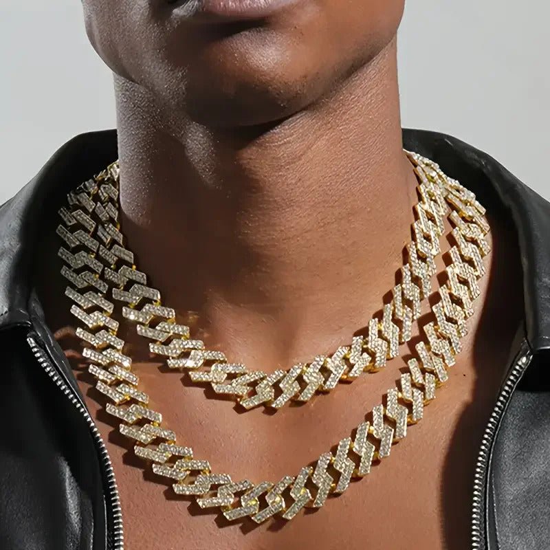 Full Pavé Moissanite Cuban Chain Necklace | S925 Silver 18K Gold Plated | 1.5mm Eight Hearts & Arrows | Hip Hop | GRA Certified | Charmsolo