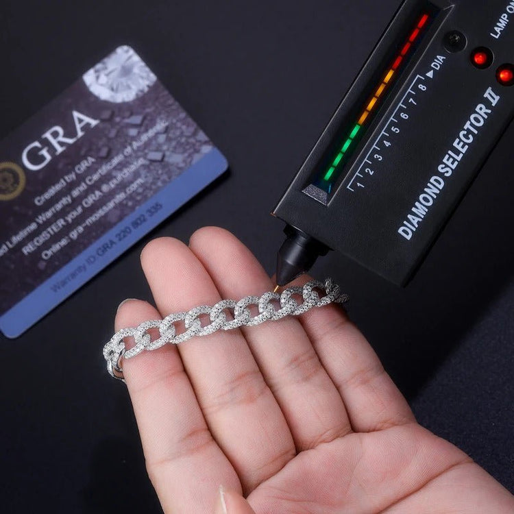 Full Pavé Moissanite Cuban Link Bracelet | S925 Silver 18K Gold Plated | 617 Eight Hearts & Arrows Stones | 7.17ct | GRA Certified | Charmsolo