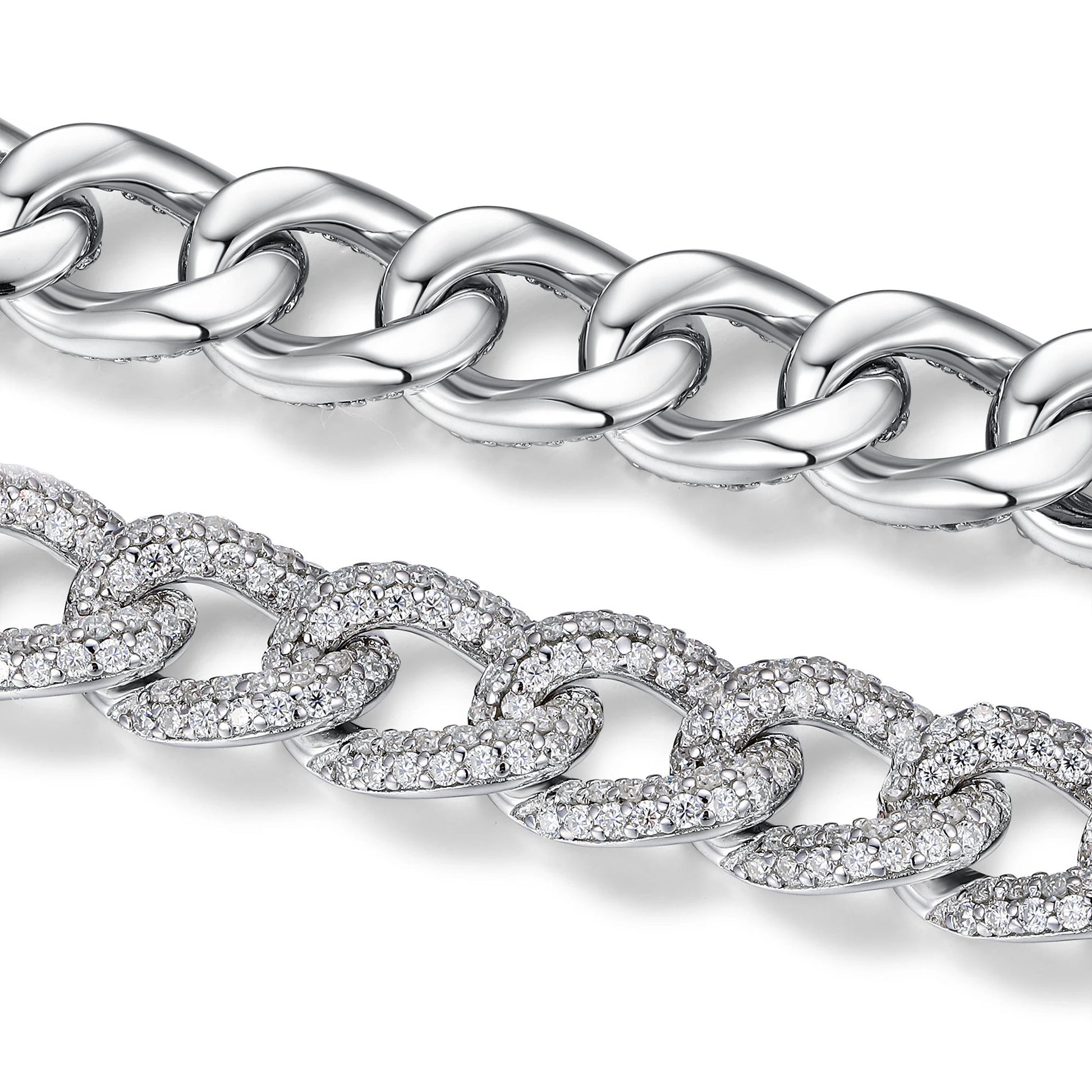 Full Pavé Moissanite Cuban Link Bracelet | S925 Silver 18K Gold Plated | 617 Eight Hearts & Arrows Stones | 7.17ct | GRA Certified | Charmsolo