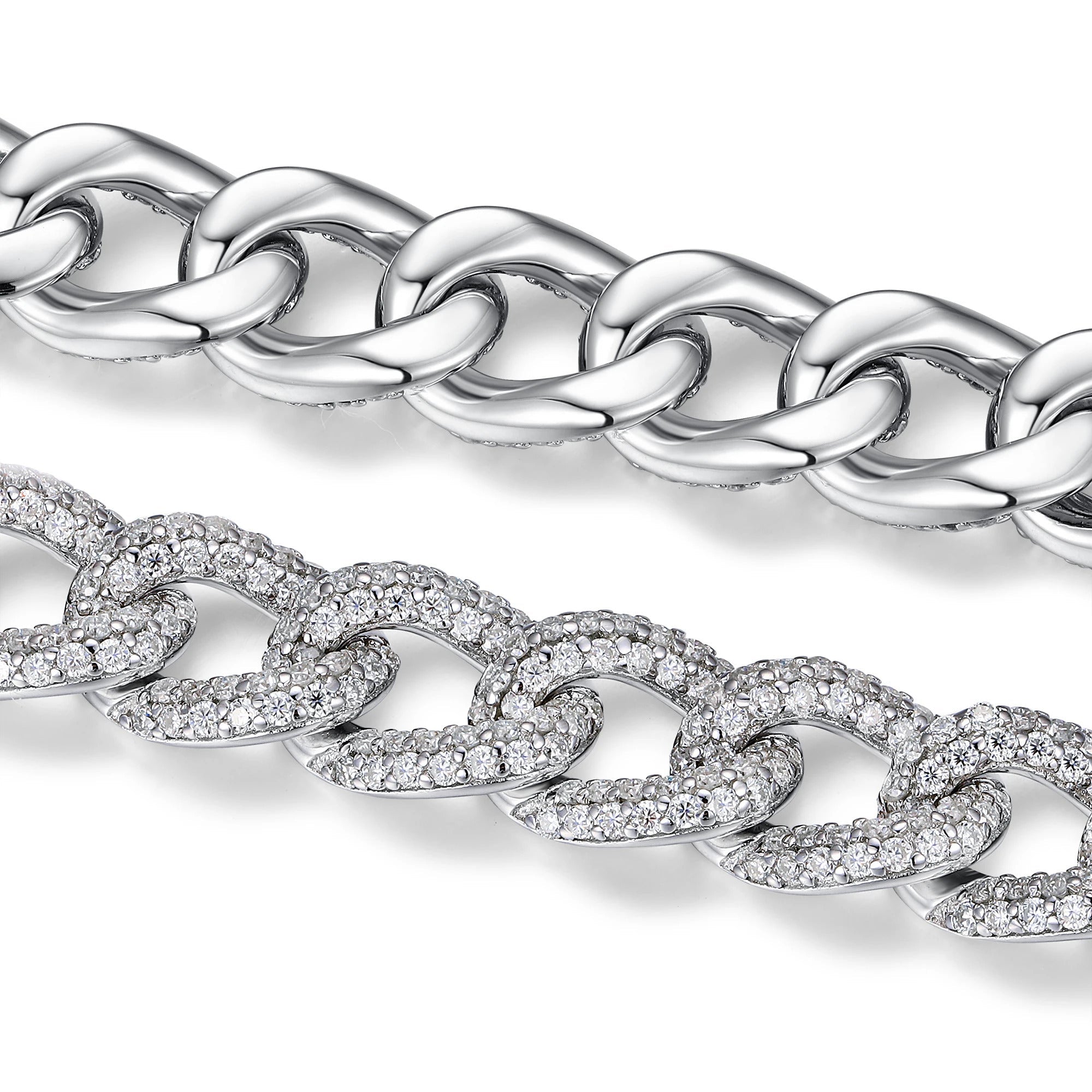 Full Pavé Moissanite Cuban Link Bracelet | S925 Silver 18K Gold Plated | 617 Eight Hearts & Arrows Stones | 7.17ct | GRA Certified | Charmsolo