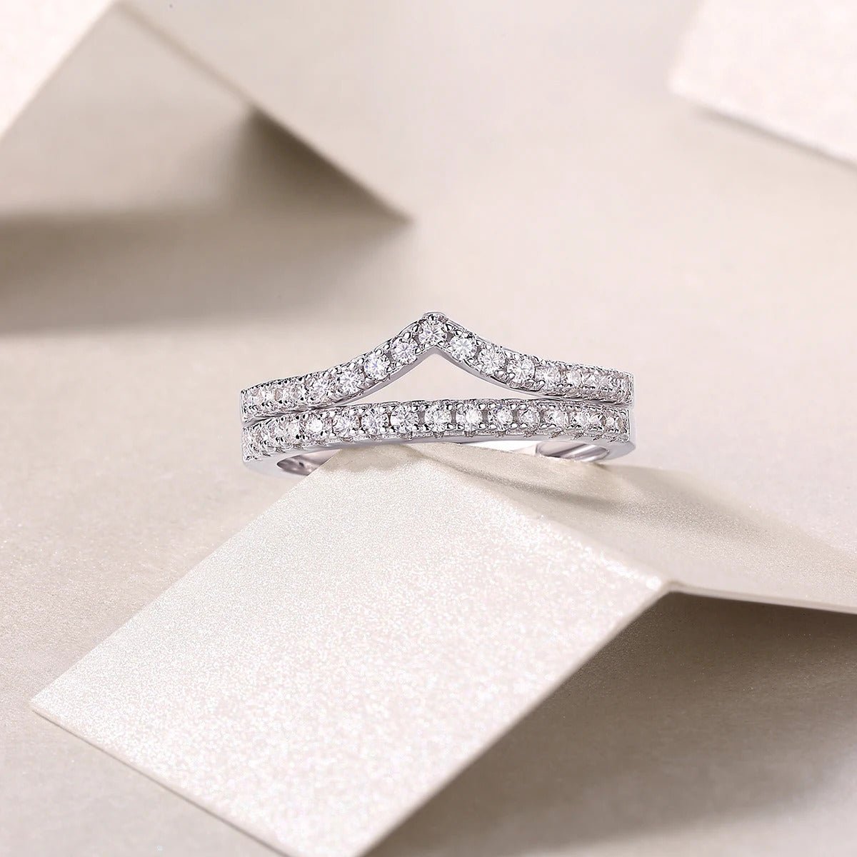 Full Pavé Moissanite Stackable Ring Set | S925 Silver 18K Gold Plated | 33 VVS1 D-Color Stones | GRA Certified | Charmsolo