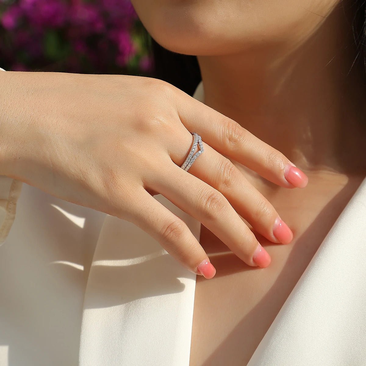 Full Pavé Moissanite Stackable Ring Set | S925 Silver 18K Gold Plated | 33 VVS1 D-Color Stones | GRA Certified | Charmsolo