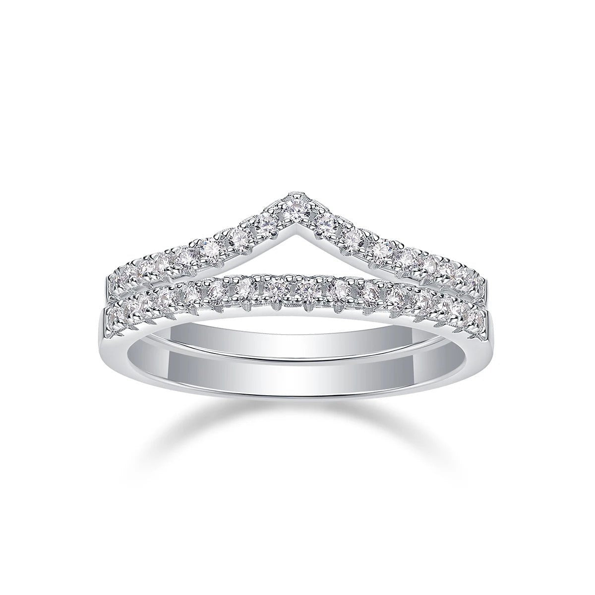 Full Pavé Moissanite Stackable Ring Set | S925 Silver 18K Gold Plated | 33 VVS1 D-Color Stones | GRA Certified | Charmsolo