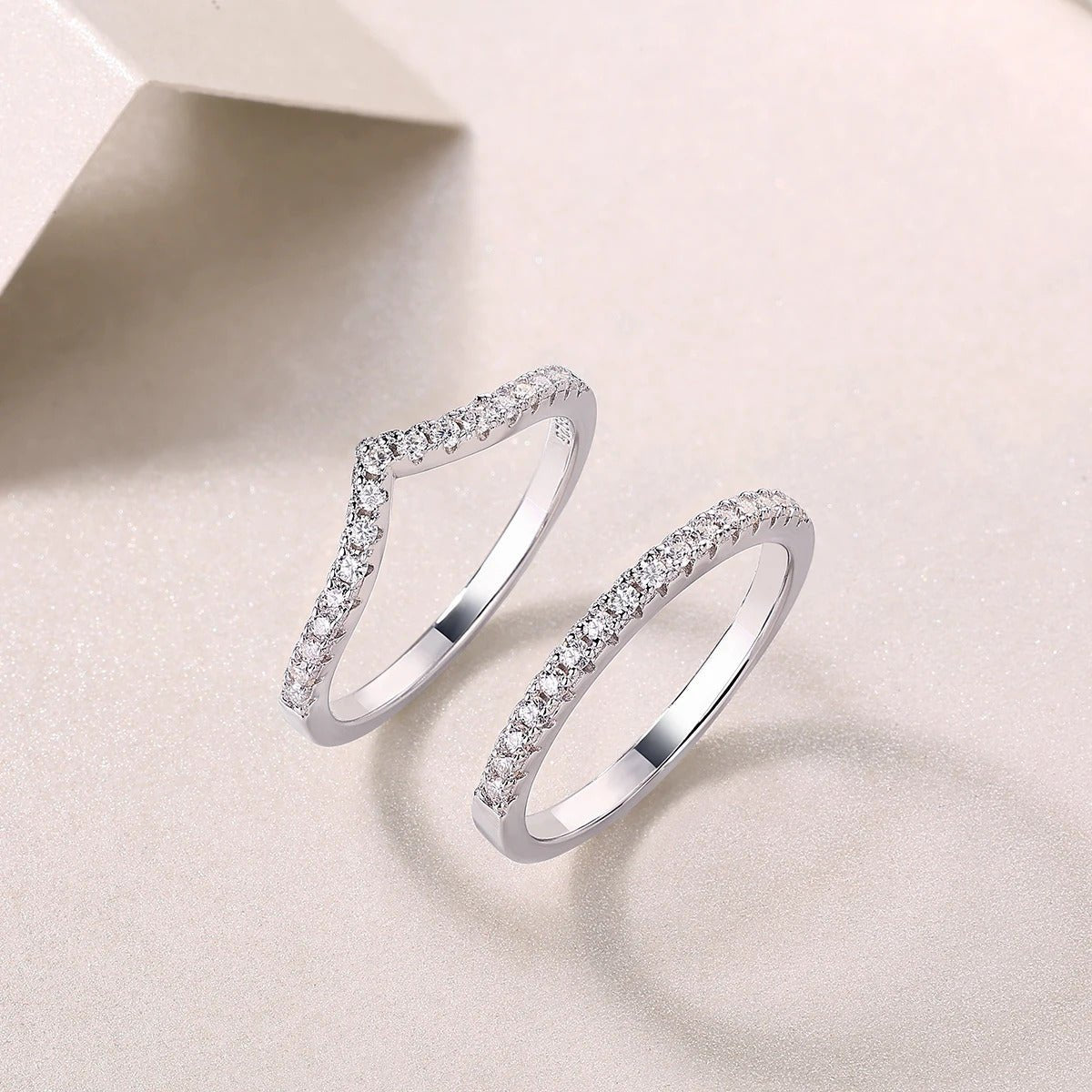 Full Pavé Moissanite Stackable Ring Set | S925 Silver 18K Gold Plated | 33 VVS1 D-Color Stones | GRA Certified | Charmsolo
