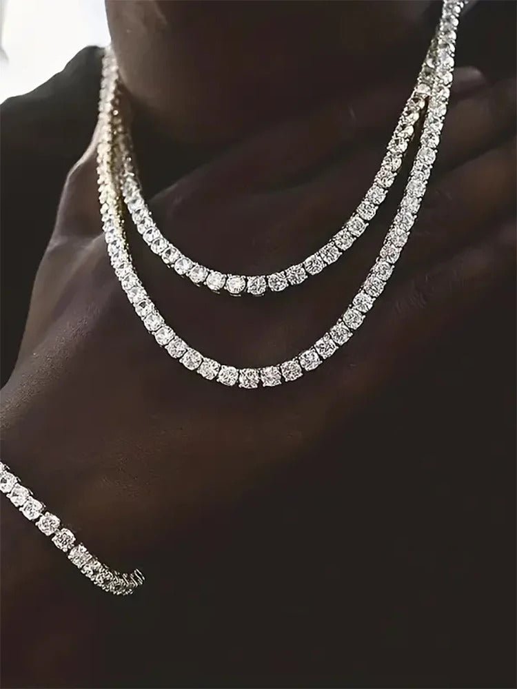 Iced Out Moissanite Tennis Necklace | S925 Silver 18K Gold Plated | 3–5.2mm VVS1 D-Color Eight Hearts & Arrows | Hip Hop | GRA Certified | Charmsolo