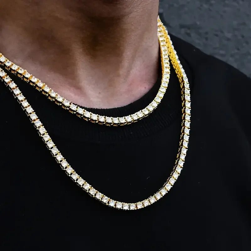 Iced Out Moissanite Tennis Necklace | S925 Silver 18K Gold Plated | 3–5.2mm VVS1 D-Color Eight Hearts & Arrows | Hip Hop | GRA Certified | Charmsolo