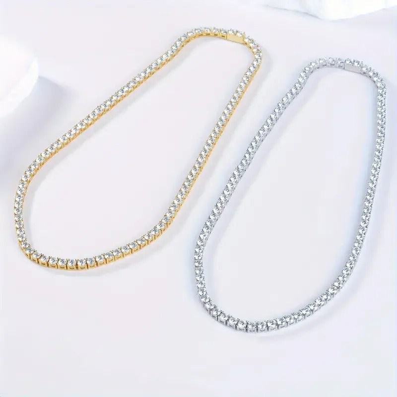 Iced Out Moissanite Tennis Necklace | S925 Silver 18K Gold Plated | 3–5.2mm VVS1 D-Color Eight Hearts & Arrows | Hip Hop | GRA Certified | Charmsolo