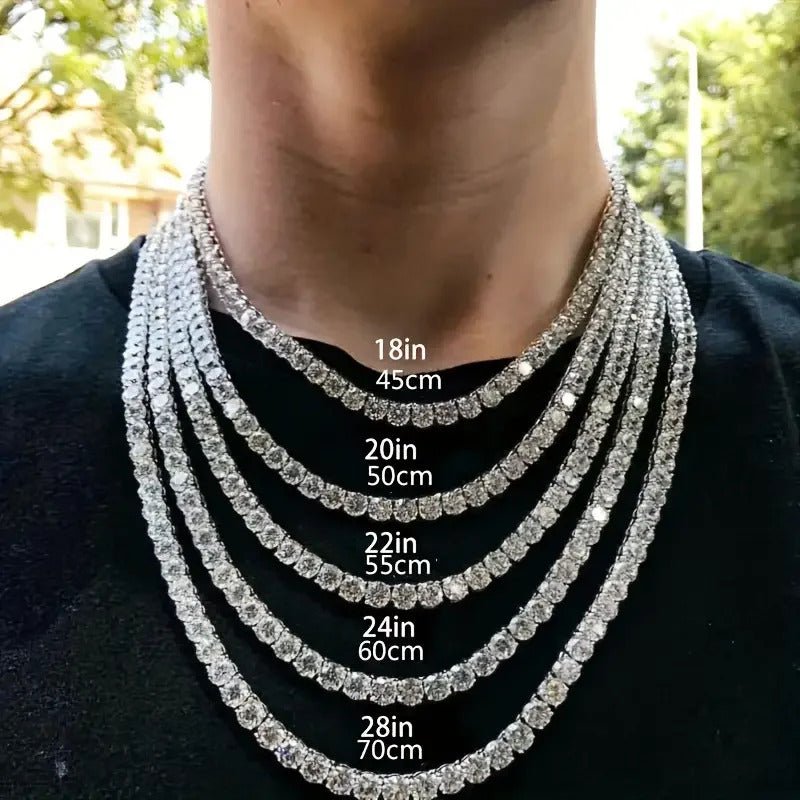 Iced Out Moissanite Tennis Necklace | S925 Silver 18K Gold Plated | 3–5.2mm VVS1 D-Color Eight Hearts & Arrows | Hip Hop | GRA Certified | Charmsolo