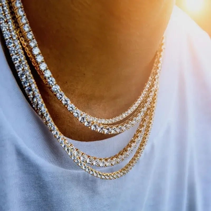 Iced Out Moissanite Tennis Necklace | S925 Silver 18K Gold Plated | 3–5.2mm VVS1 D-Color Eight Hearts & Arrows | Hip Hop | GRA Certified | Charmsolo