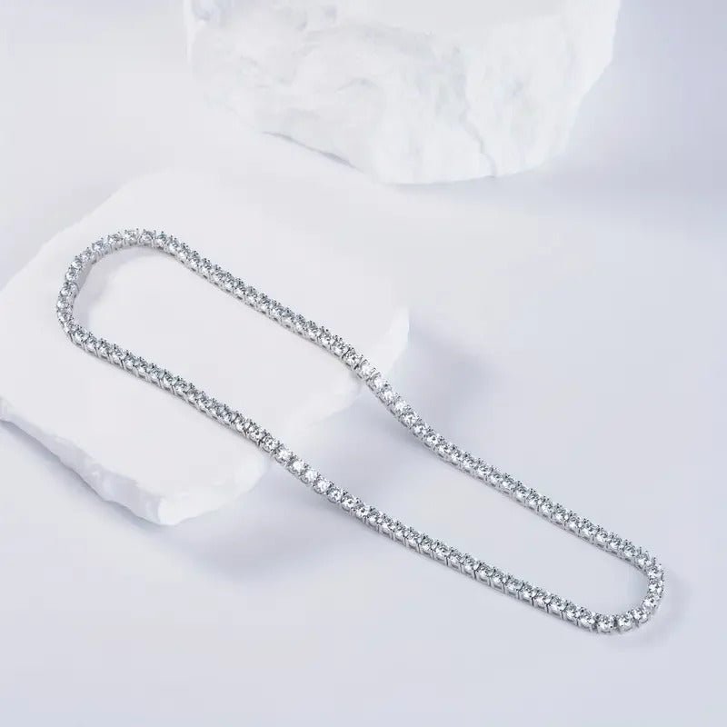 Iced Out Moissanite Tennis Necklace | S925 Silver 18K Gold Plated | 3–5.2mm VVS1 D-Color Eight Hearts & Arrows | Hip Hop | GRA Certified | Charmsolo