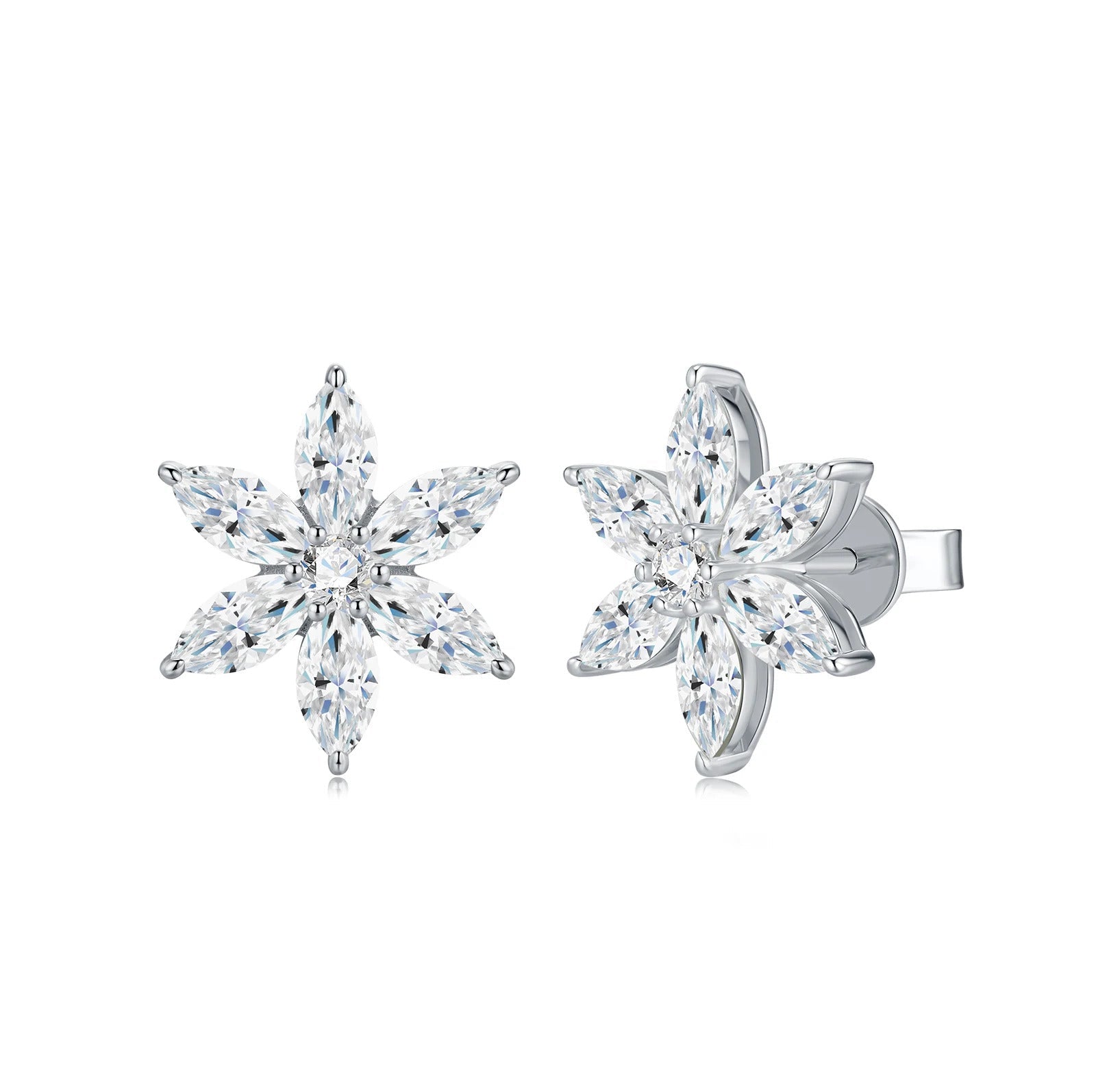 Marquise Cluster Flower Moissanite Stud Earrings | S925 Silver 18K Gold Plated | 14 VVS1 D-Color Stones | GRA Certified | Charmsolo