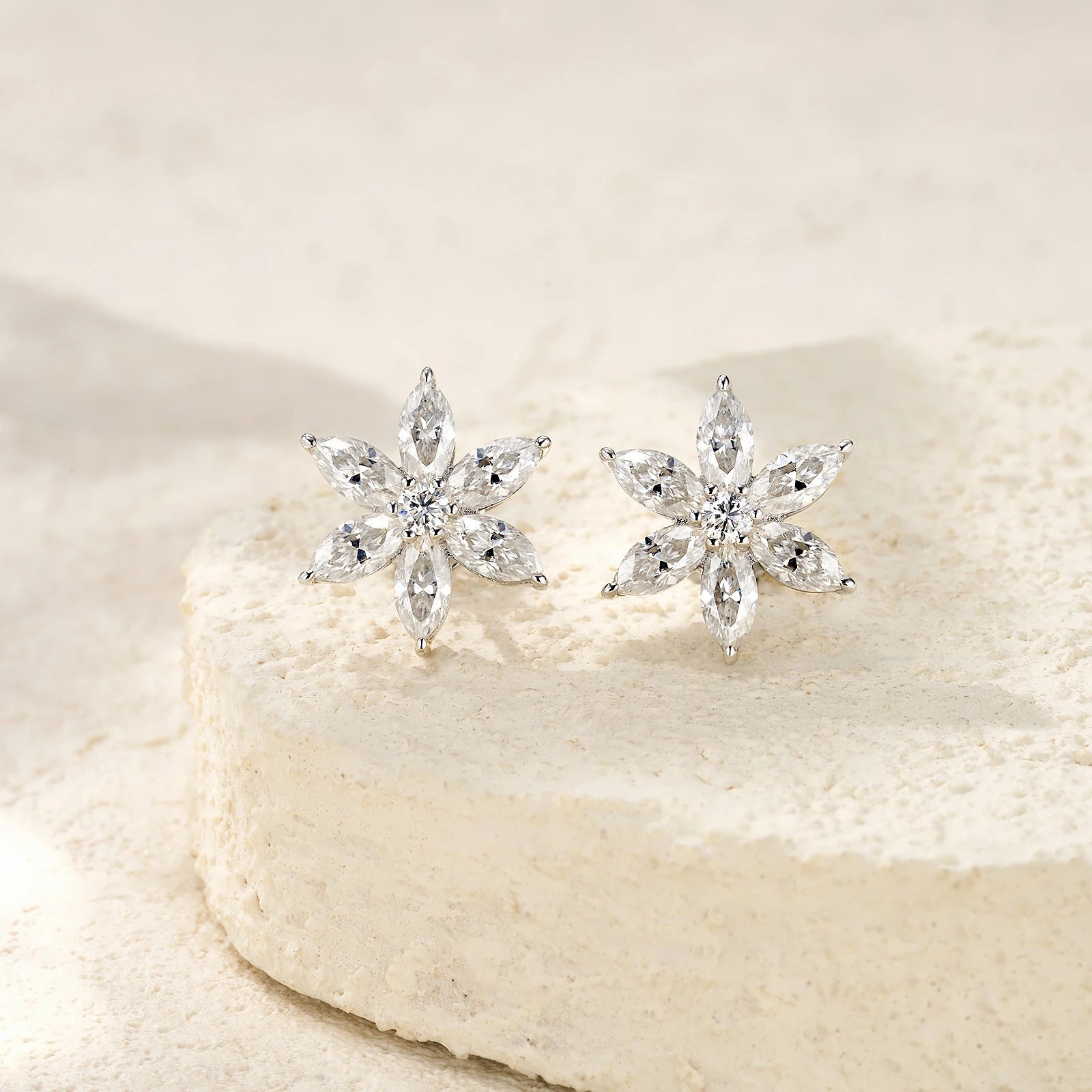 Marquise Cluster Flower Moissanite Stud Earrings | S925 Silver 18K Gold Plated | 14 VVS1 D-Color Stones | GRA Certified | Charmsolo