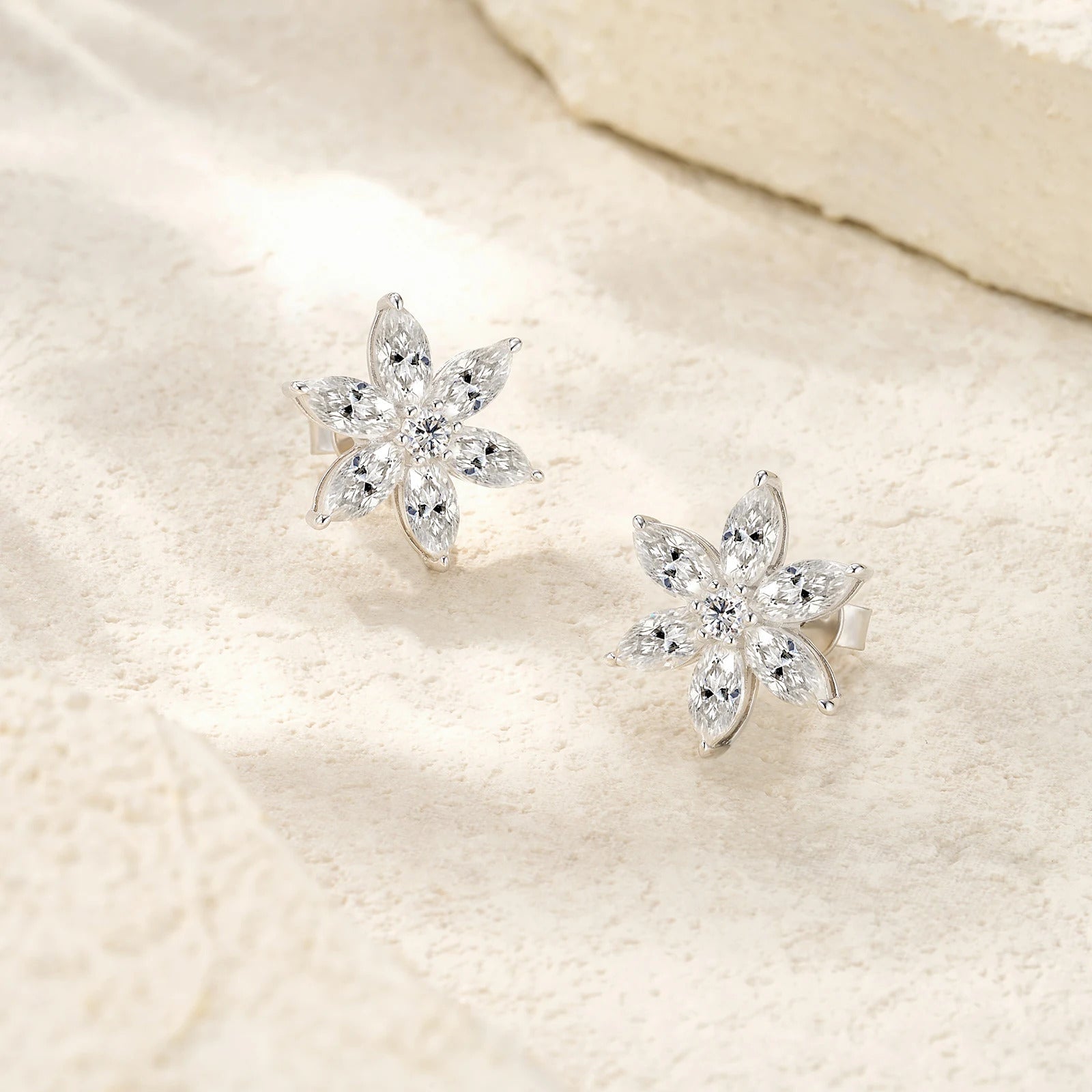 Marquise Cluster Flower Moissanite Stud Earrings | S925 Silver 18K Gold Plated | 14 VVS1 D-Color Stones | GRA Certified | Charmsolo