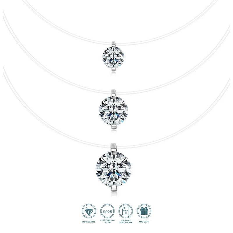 Mermaid Tear Moissanite Necklace | 0.5–3ct | S925 Silver 18K Gold Plated | Invisible Line | GRA Certified | Charmsolo