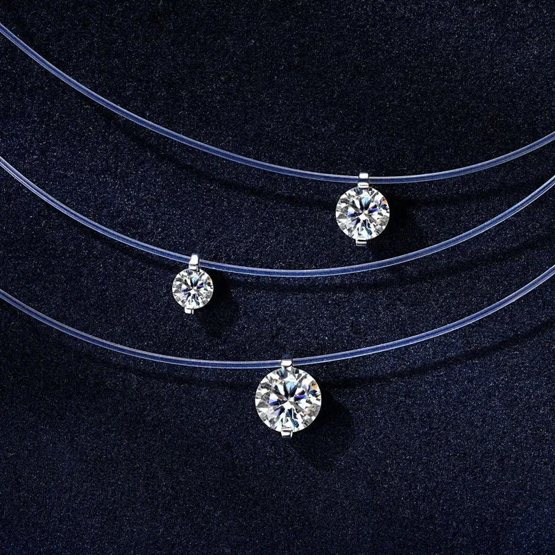 Mermaid Tear Moissanite Necklace | 0.5–3ct | S925 Silver 18K Gold Plated | Invisible Line | GRA Certified | Charmsolo