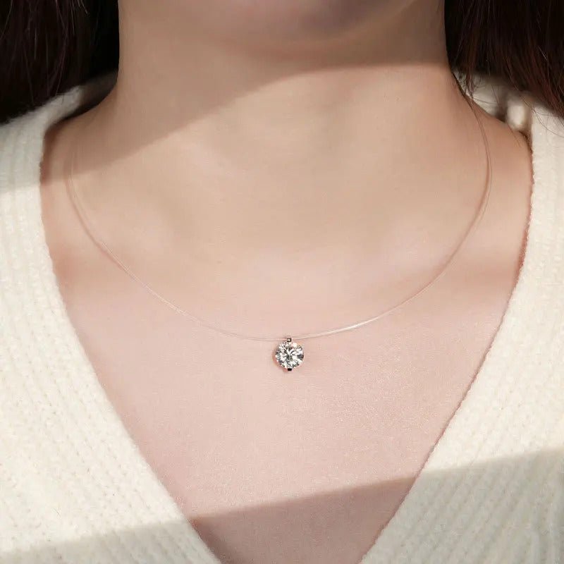 Mermaid Tear Moissanite Necklace | 0.5–3ct | S925 Silver 18K Gold Plated | Invisible Line | GRA Certified | Charmsolo