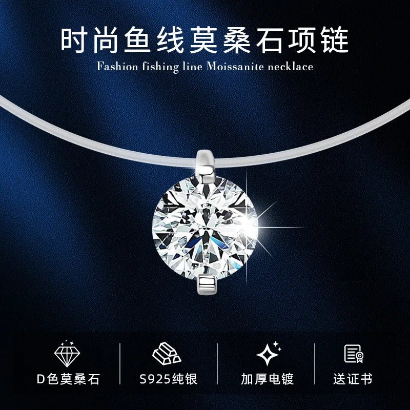 Mermaid Tear Moissanite Necklace | 0.5–3ct | S925 Silver 18K Gold Plated | Invisible Line | GRA Certified | Charmsolo