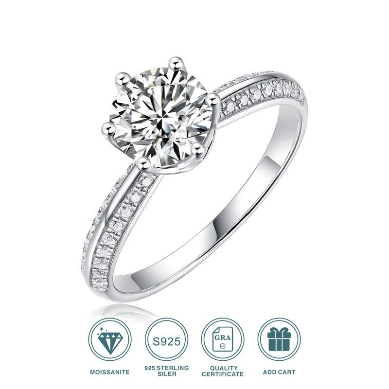 Moissanite Adjustable Ring 925 Silver – 0.5ct & 1ct VVS1 D Color GRA | Charmsolo