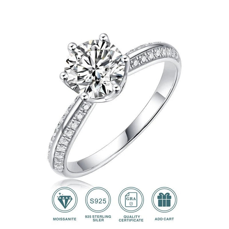 Moissanite Adjustable Ring 925 Silver – 0.5ct & 1ct VVS1 D Color GRA | Charmsolo