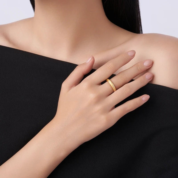 Moissanite Bezel Set Matte Gold Ring | S925 Silver 18K Gold Plated | 8 VVS1 Stones | Minimalist Luxury | Charmsolo