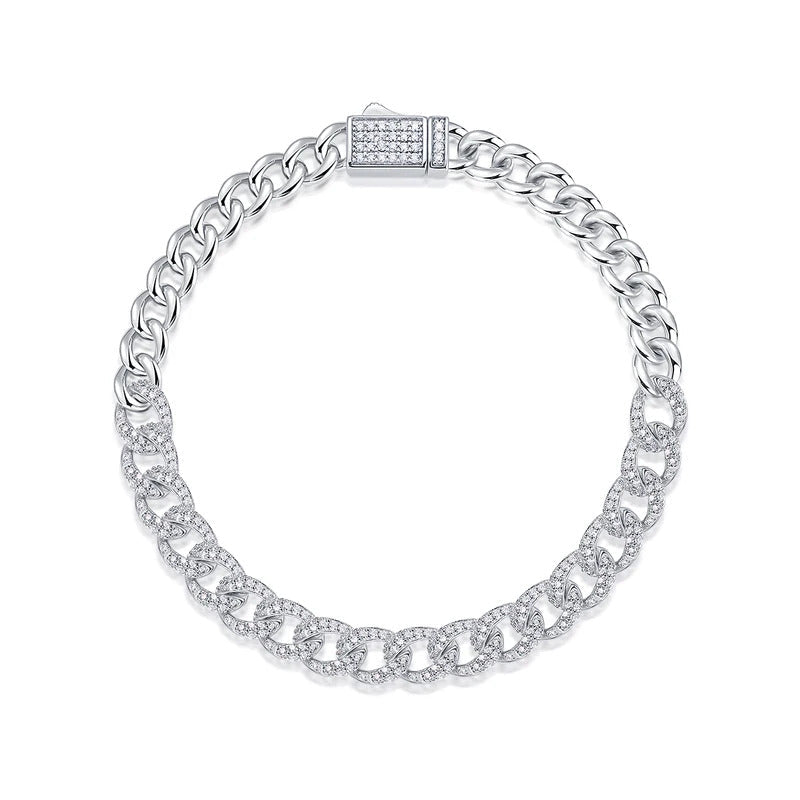 Moissanite Cuban Link Bracelet | S925 Silver 18K Gold Plated | Eight Hearts & Arrows | GRA Certified | Charmsolo