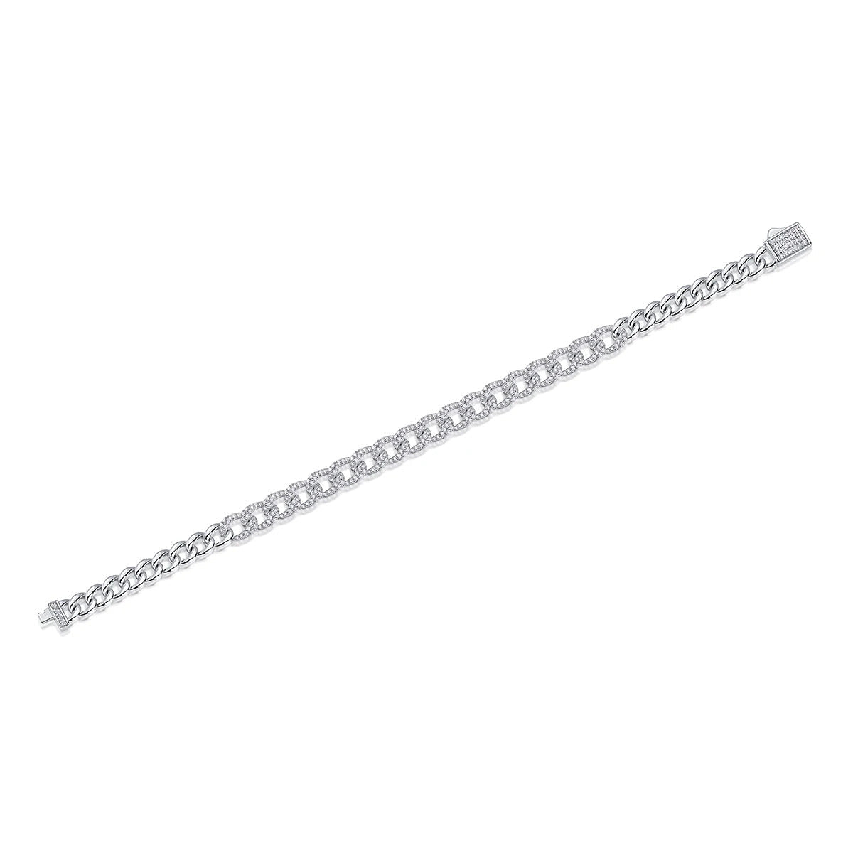 Moissanite Cuban Link Bracelet | S925 Silver 18K Gold Plated | Eight Hearts & Arrows | GRA Certified | Charmsolo