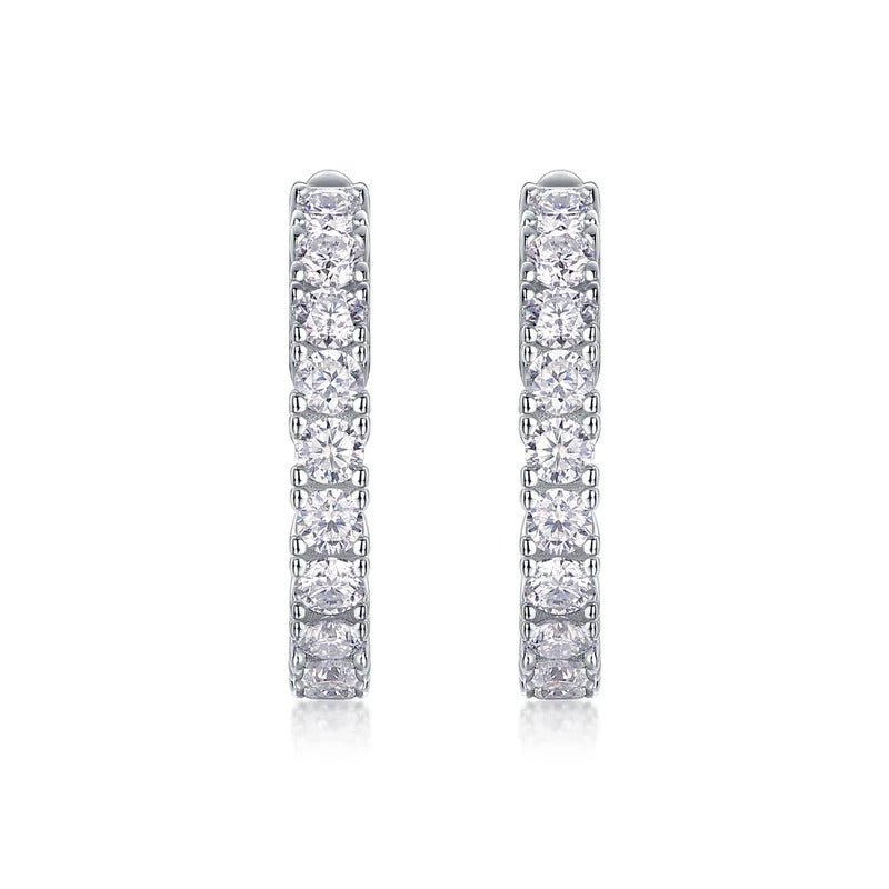 Moissanite Geometric Hoop Earrings | 925 Sterling Silver | VVS1 D Color | E13191