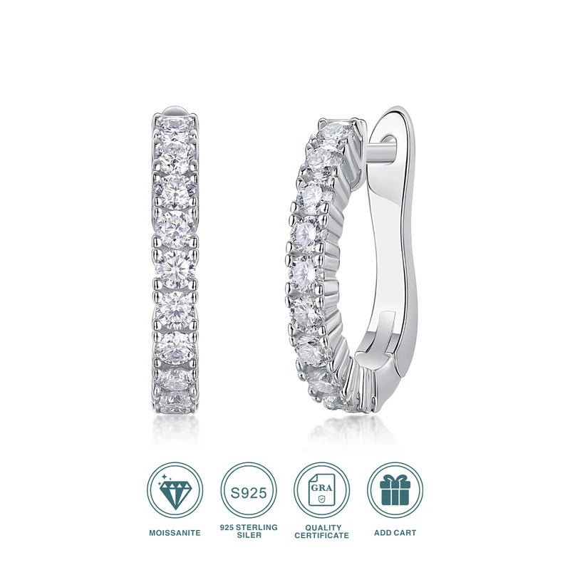 Moissanite Geometric Hoop Earrings | 925 Sterling Silver | VVS1 D Color | E13191