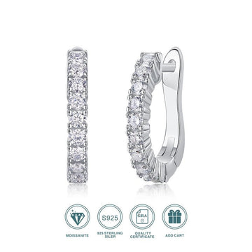 Moissanite Geometric Hoop Earrings | 925 Sterling Silver | VVS1 D Color | E13191