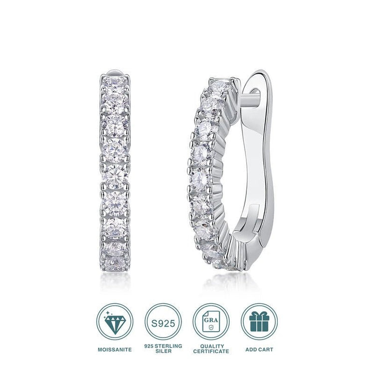 Moissanite Geometric Hoop Earrings | 925 Sterling Silver | VVS1 D Color | E13191