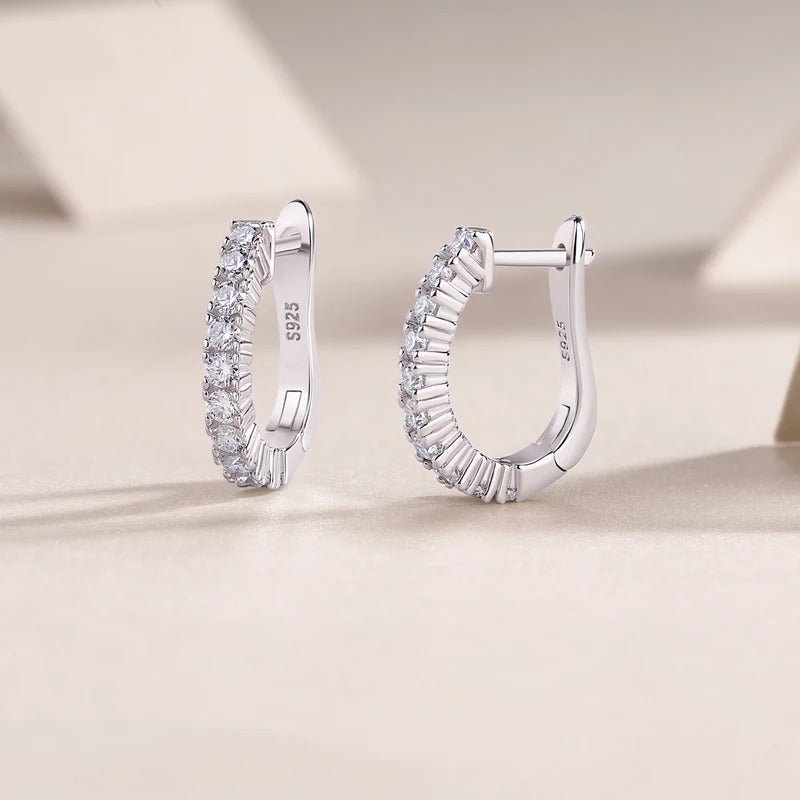 Moissanite Geometric Hoop Earrings | 925 Sterling Silver | VVS1 D Color | E13191