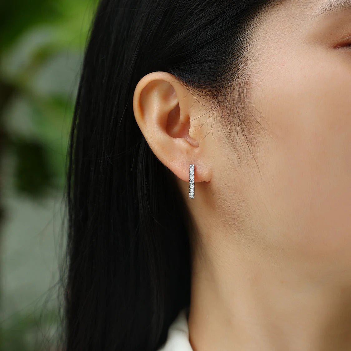 Moissanite Geometric Hoop Earrings | 925 Sterling Silver | VVS1 D Color | E13191