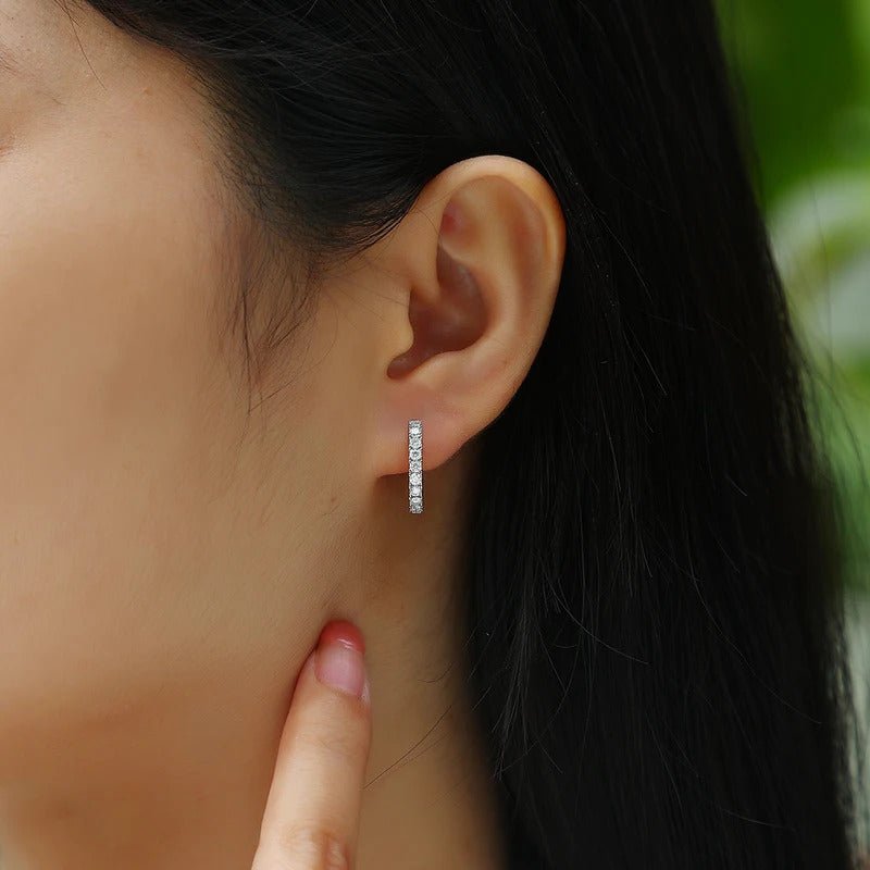 Moissanite Geometric Hoop Earrings | 925 Sterling Silver | VVS1 D Color | E13191