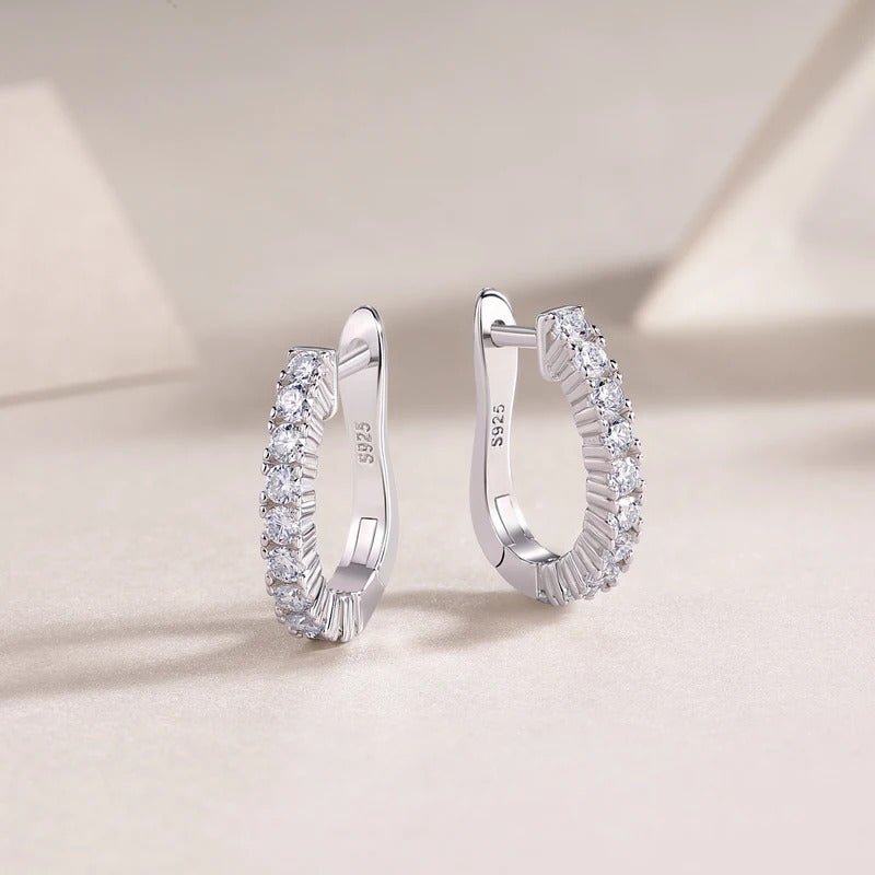Moissanite Geometric Hoop Earrings | 925 Sterling Silver | VVS1 D Color | E13191