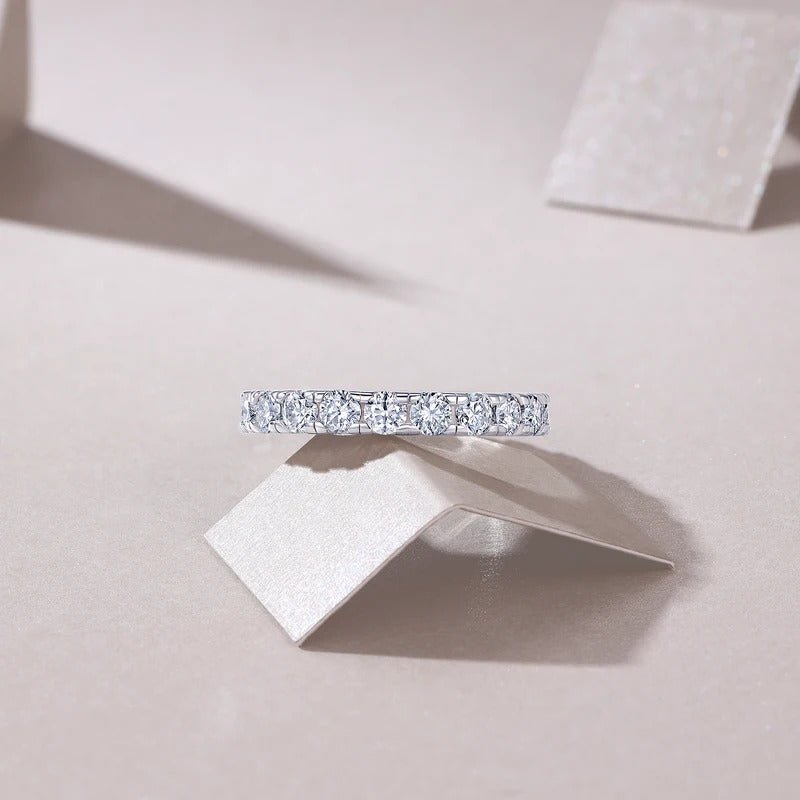 Moissanite Pavé Band Ring | 925 Sterling Silver | VVS1 D Color | R13626