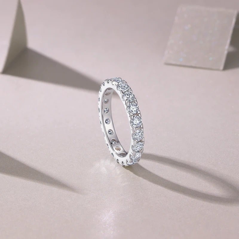 Moissanite Pavé Band Ring | 925 Sterling Silver | VVS1 D Color | R13626