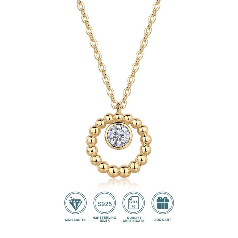 Moissanite Pendant Necklace | 925 Sterling Silver | VVS1 D Color 5.0mm | GRA Certified | Charmsolo