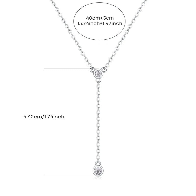 Moissanite Sparkling O Chain Pendant Necklace | 925 Silver 18K Gold Plated | 2 VVS1 D Color Stones