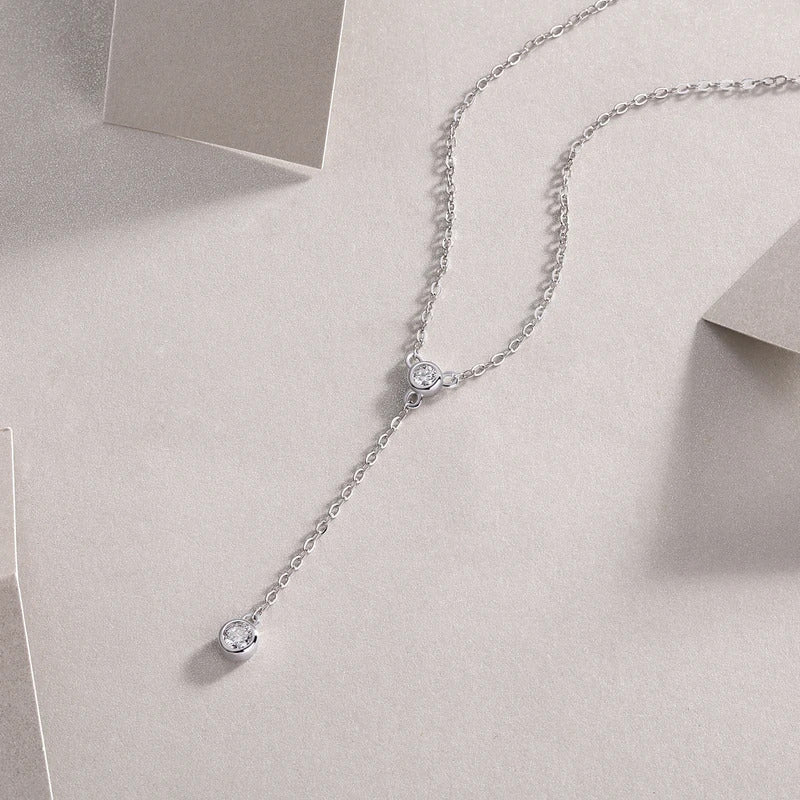 Moissanite Sparkling O Chain Pendant Necklace | 925 Silver 18K Gold Plated | 2 VVS1 D Color Stones