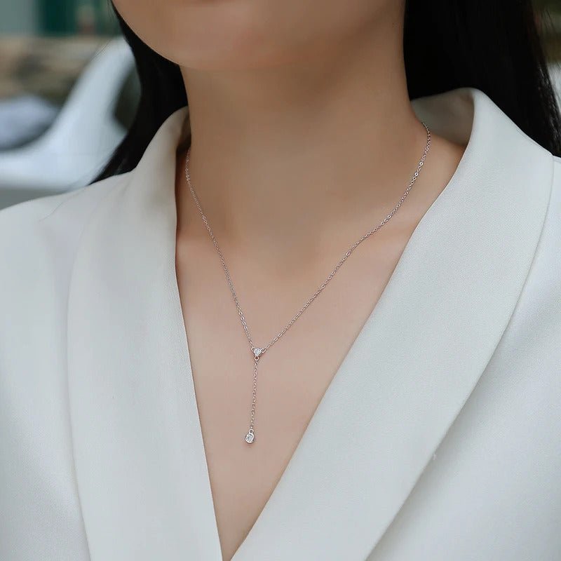 Moissanite Sparkling O Chain Pendant Necklace | 925 Silver 18K Gold Plated | 2 VVS1 D Color Stones